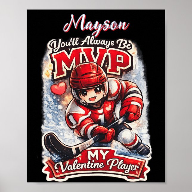 Póster Personalized Hockey MVP My Valentine Player (Frente)