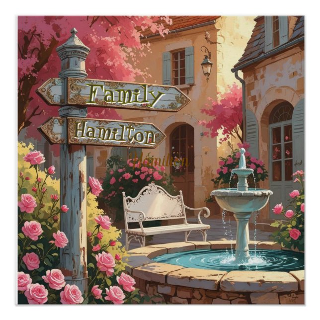 Póster Personalized Italian Villa Signpost – Rustic Wall  (Anverso)