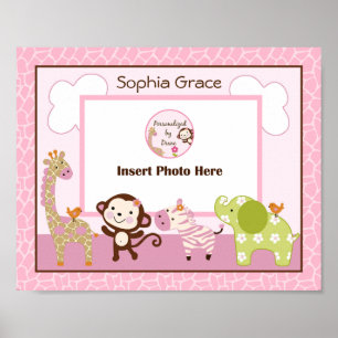 Póster Personalized Jungle Jill/Girl Animals Photo Art