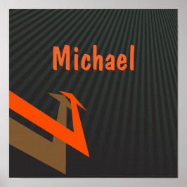 Póster Personalized Kids Name Black with Modern Arrow