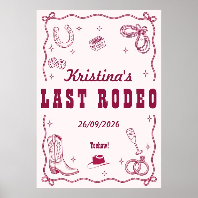 Póster Personalized Last Rodeo Western Bachelorette Party (Frente)