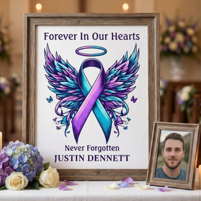 Póster Personalized Loving Memory Suicide Loss Awareness  (Personalised loving memory suicide prevention awareness loss poster print)