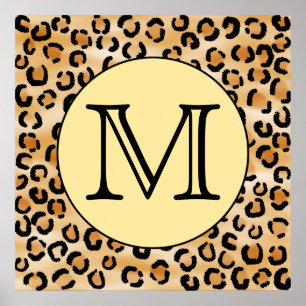 Póster Personalized Monogram Leopard Print Pattern.