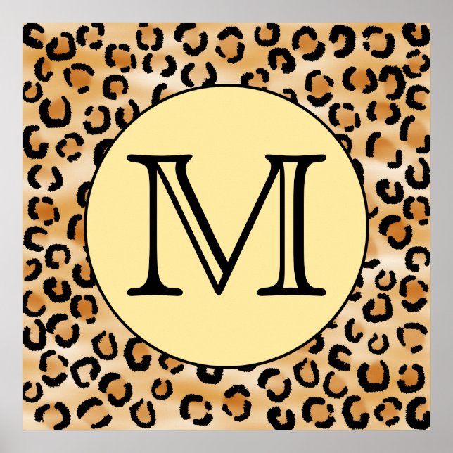 Póster Personalized Monogram Leopard Print Pattern. (Frente)
