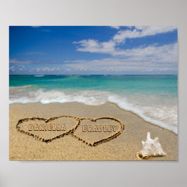 Póster Personalized Names Hearts In Sand Picture