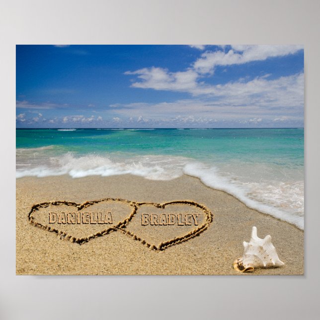 Póster Personalized Names Hearts In Sand Picture (Frente)