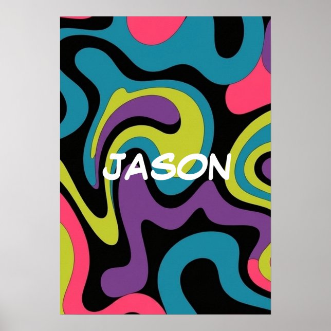 Póster Personalized Neon Abstract Pattern — Retro Design (Frente)