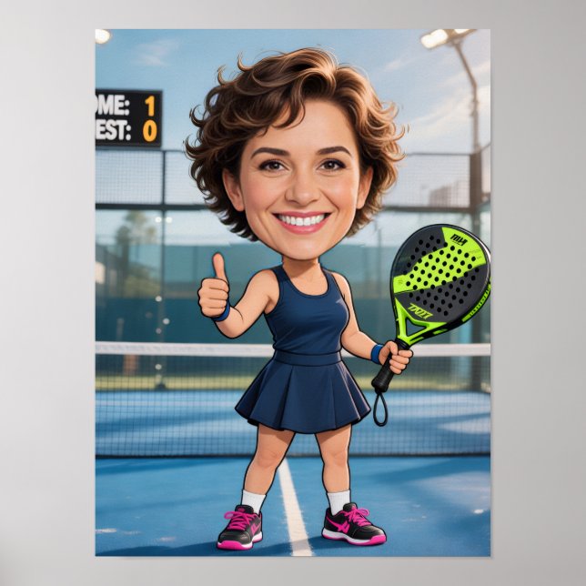 Póster Personalized Paddle/Pickleball Star Caricature Art (Frente)
