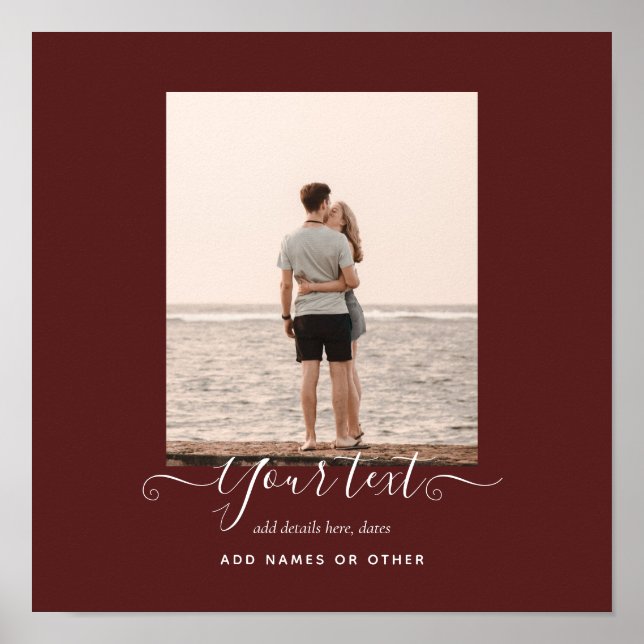 Póster Personalized PHOTO Gifts Burgundy Theme (Frente)