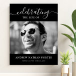 Póster Personalized Photo Memorial Tribute Remembrance<br><div class="desc">Black custom photo and message for funeral or memorial service.</div>