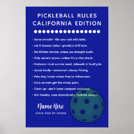 Póster Personalized Pickleball California Edition
