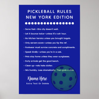 Póster Personalized Pickleball New York Edition Poster