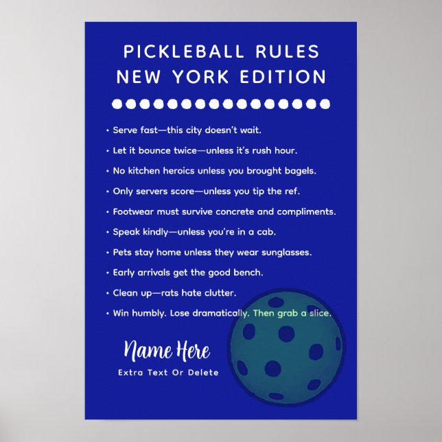 Póster Personalized Pickleball New York Edition Poster (Frente)