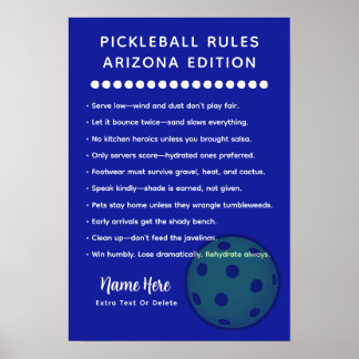 Póster Personalized Pickleball Rules Arizona Edition Post