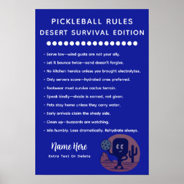 Póster Personalized Pickleball Rules Desert Survival