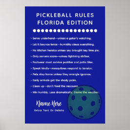 Póster Personalized Pickleball Rules Florida Rules