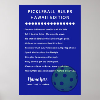 Póster Personalized Pickleball Rules Hawaii Edition Post
