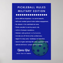 Póster Personalized Pickleball Rules MILITARY EDITION