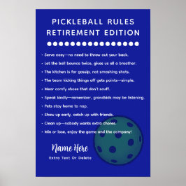 Póster Personalized Pickleball Rules RETIRE EDITION