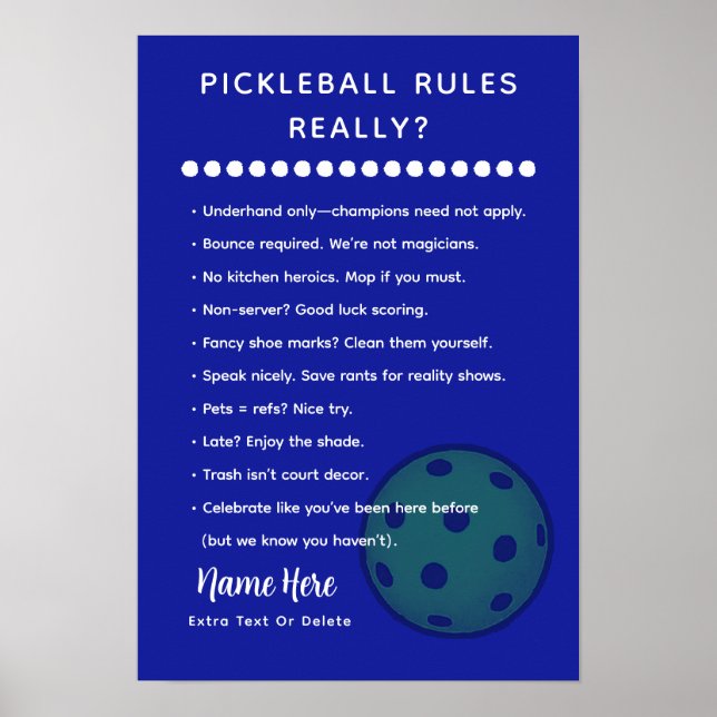 Póster Personalized Pickleball Rules SARASTIC EDITION (Frente)