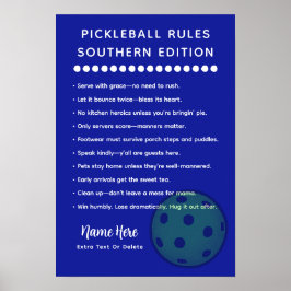 Póster Personalized Pickleball Rules Southern Edition