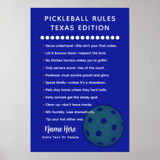 Póster Personalized Pickleball Rules Texas Edition Poster