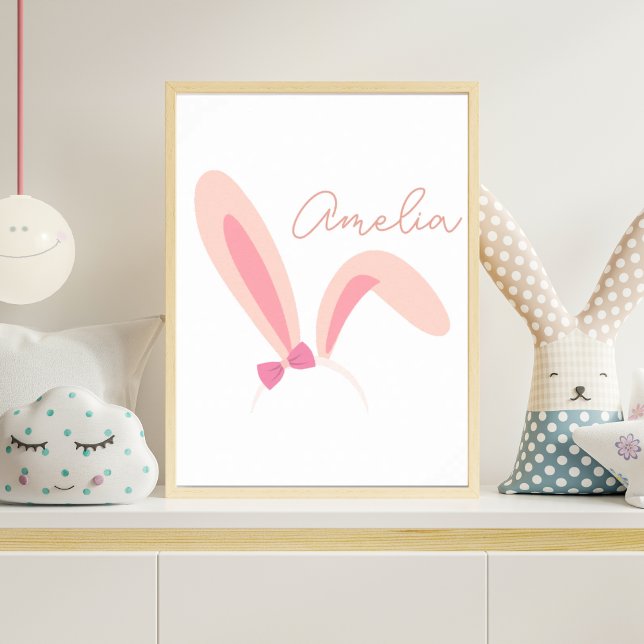 Póster Personalized Pink Bunny Ears Nursery Wall Art Baby (Subido por el creador)