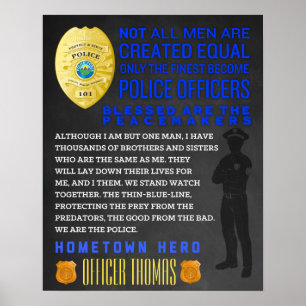 Póster Personalized Policeman Gift. Police Sign. EMT