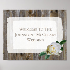 Póster Personalized Rustic Wood Roses Wedding Poster