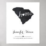 Póster Personalized South Carolina State Map Chalkboard<br><div class="desc">Modern and elegant design printed Personalized South Carolina State Chalkboard Name and Date Poster that can be customized with your text. Please click the "Customize it" button and use our design tool to modify this template. Check out the Graphic Art Design store for other products that match this design!</div>