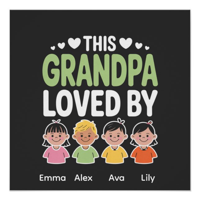 Póster Personalized This Grandpa Loved By – Custom Kids  (Anverso)