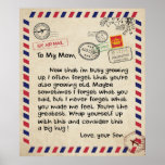 Póster Personalized To My Mom Love Letter From Son<br><div class="desc">Personalized To My Mom Love Letter From Son Gifts. Gift mean from Son for Mom,  really mean,  really beautiful,  That Mom really happy !!</div>