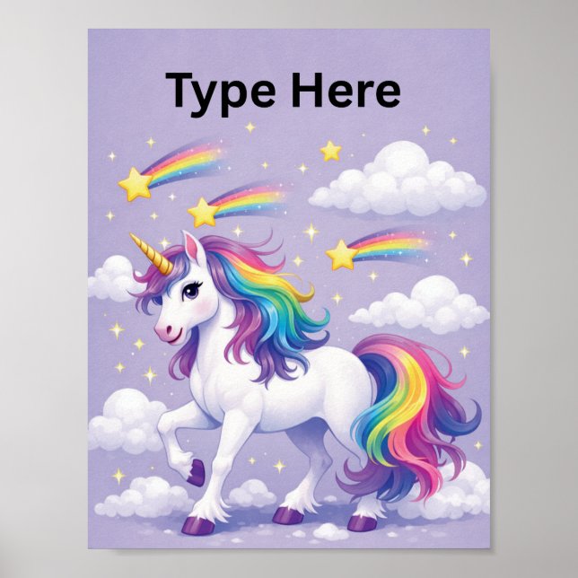 Póster Personalized Unicorn Name Poster – (Purple) (Frente)