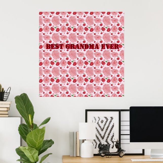 Póster Personalized Watercolor Cherry Floral Pattern,  (Oficina en casa)