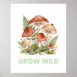 Póster Personalized Whimsical Mushroom Woodland Nursery