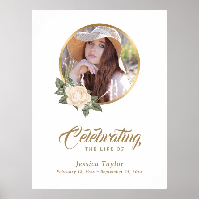 Póster Personalized Yellow Funeral Photo Welcome Sign (Frente)