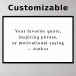 Póster Personalized  Your Funny Quote – Create Your Own<br><div class="desc">Transform your space with a touch of timeless charm. This personalized vintage quote poster lets you create your own inspiring phrase or motivational saying, beautifully printed in elegant Averia Serif typography. Designed with a subtle black border design that perfectly complements the classic vintage style, this piece adds warmth and character...</div>