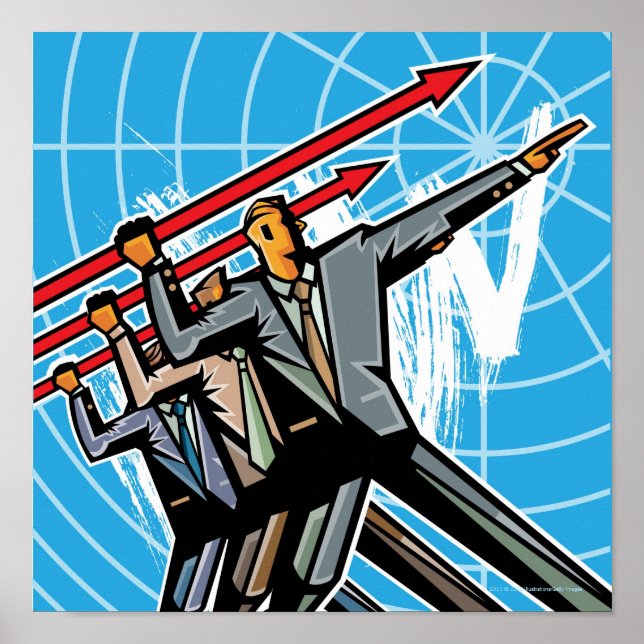 Póster Personas de negocios lanzando una flecha (Frente)