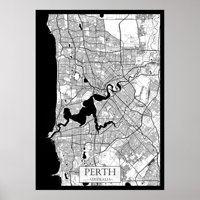 Póster Perth Australia Map (Frente)