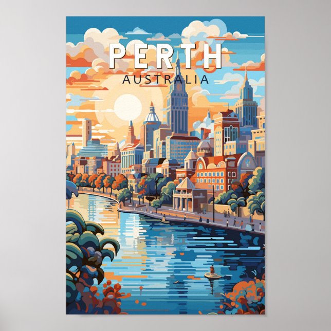 Póster Perth Australia Travel Art Vintage (Frente)