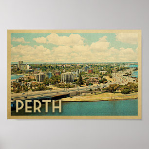 Póster Perth Poster Vintage Poster de viajes Australia
