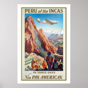Póster Perú De Los Incas En Tres Días Vía Pan American
