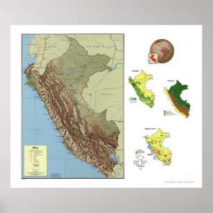 Póster Perú detalló el mapa 1970
