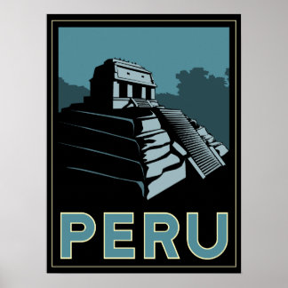 Póster peru inca sudamérica art deco retro poster