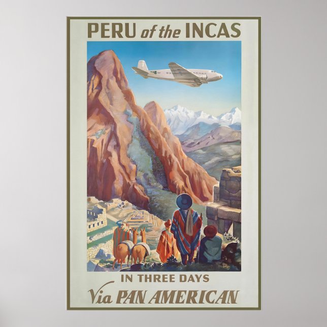 Póster Peru of The Incas In Three Days Via Pan American (Frente)