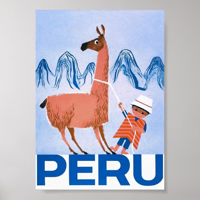 Póster Perú y Poster de viajes retro (Frente)