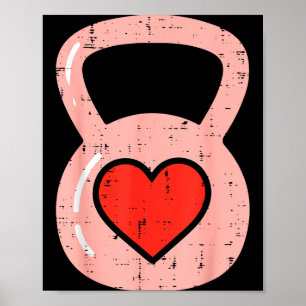 Póster Pesa rusa de corazón gimnasio fitness día de San V