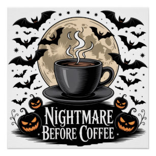 Póster Pesadilla antes del café Halloween