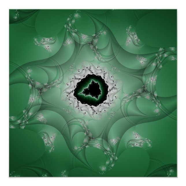 Póster Pesadillas | Arte fractal verde y blanco (Anverso)