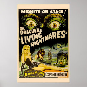 Póster Pesadillas vivas de Drácula de los años 50 Clásico
